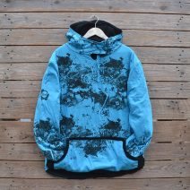 Men's XL reversible hoody in black/turquoise