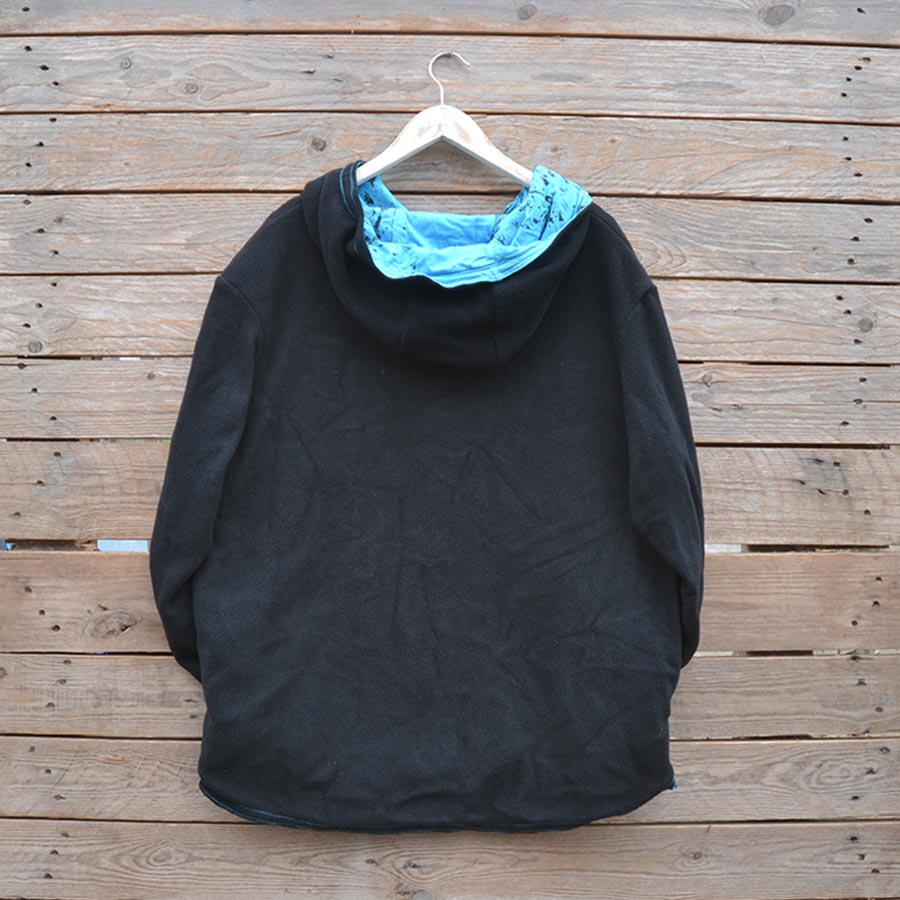 Back fleece Men's XL reversible hoody in black/turquoise