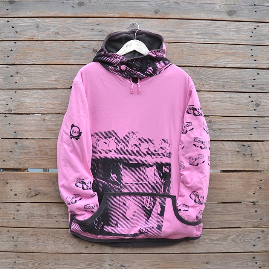Front Men's reversible hoody in grey and candy