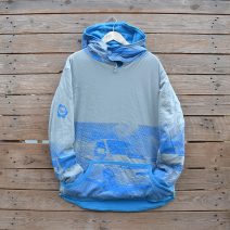 Men's reversible hoody, size large in turquoise and grey