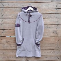Women's hoody dress in light grey and plum