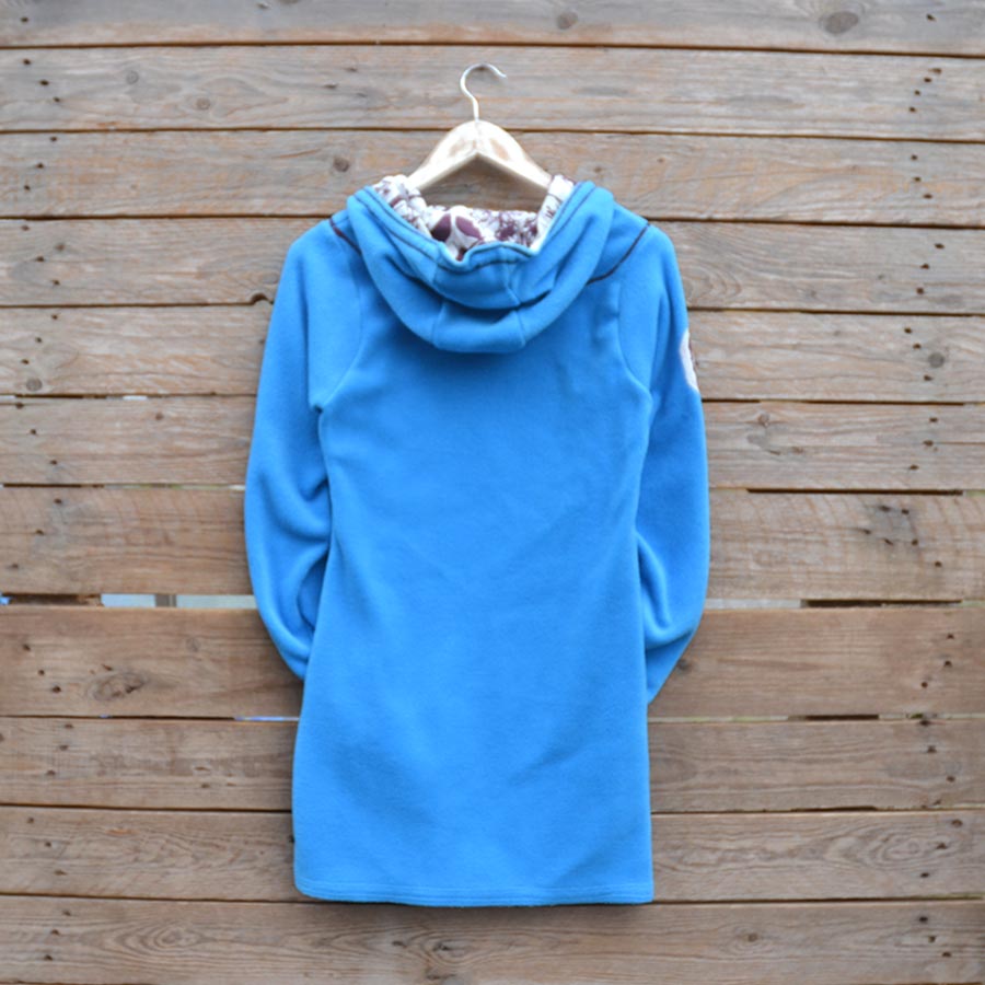 Back Women's hoody dress, size 8 in turquoise and natural