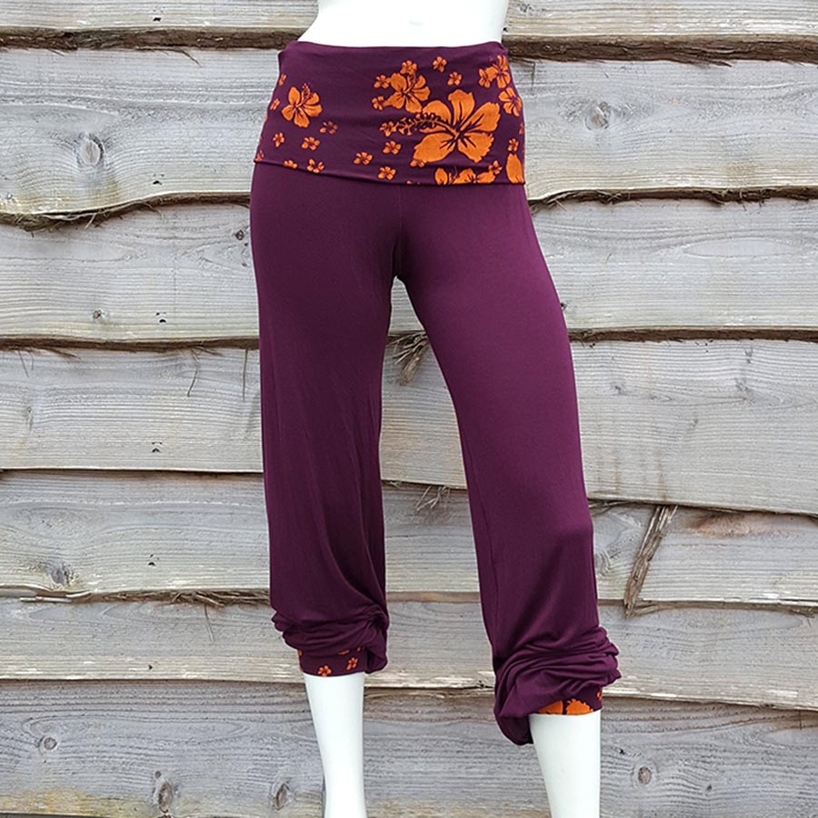 Trousers Printed fold over waist trousers