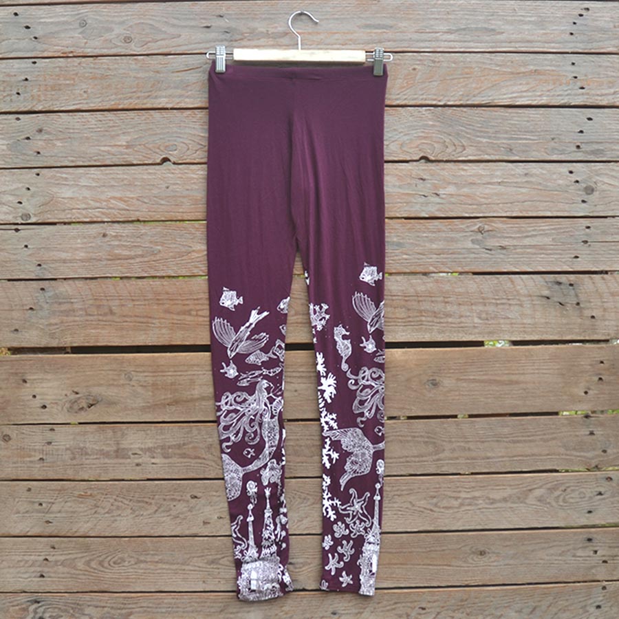 Leggings Printed leggings in plum/white