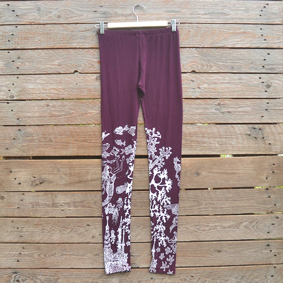 Leggings Printed leggings in plum/white