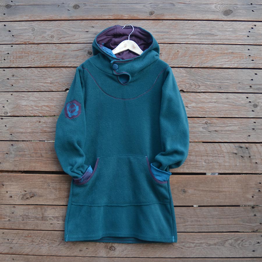 Front Hoody dress age 12 teal