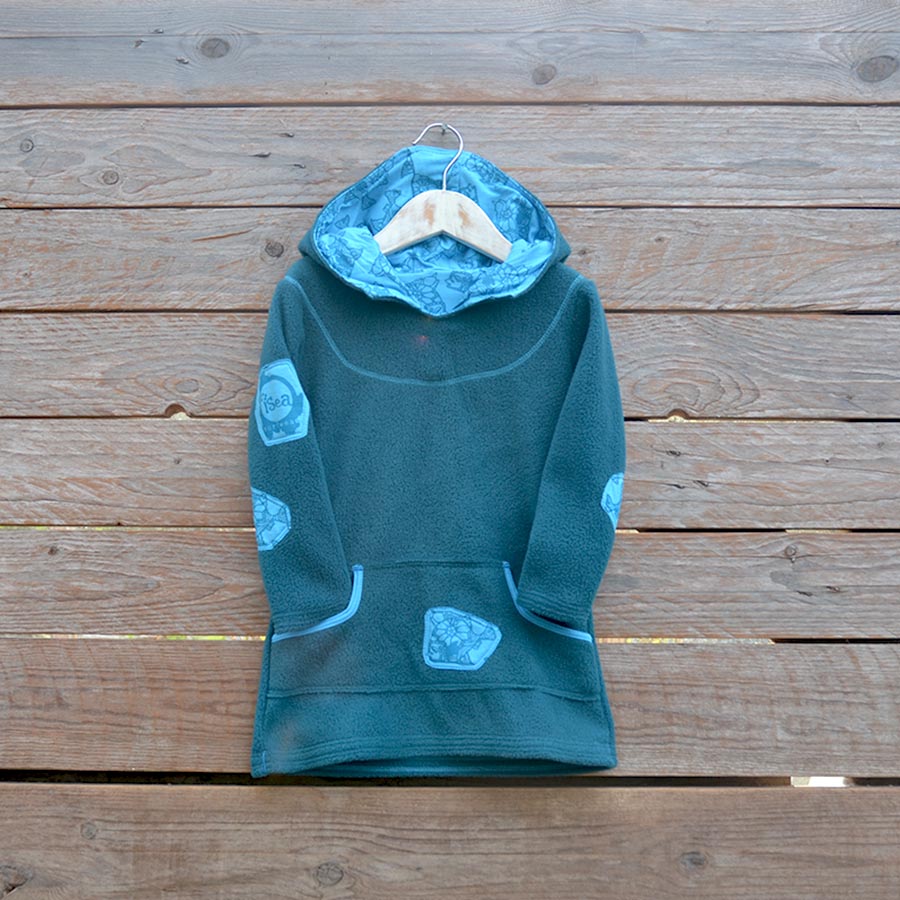Front Hoody dress age 2 teal