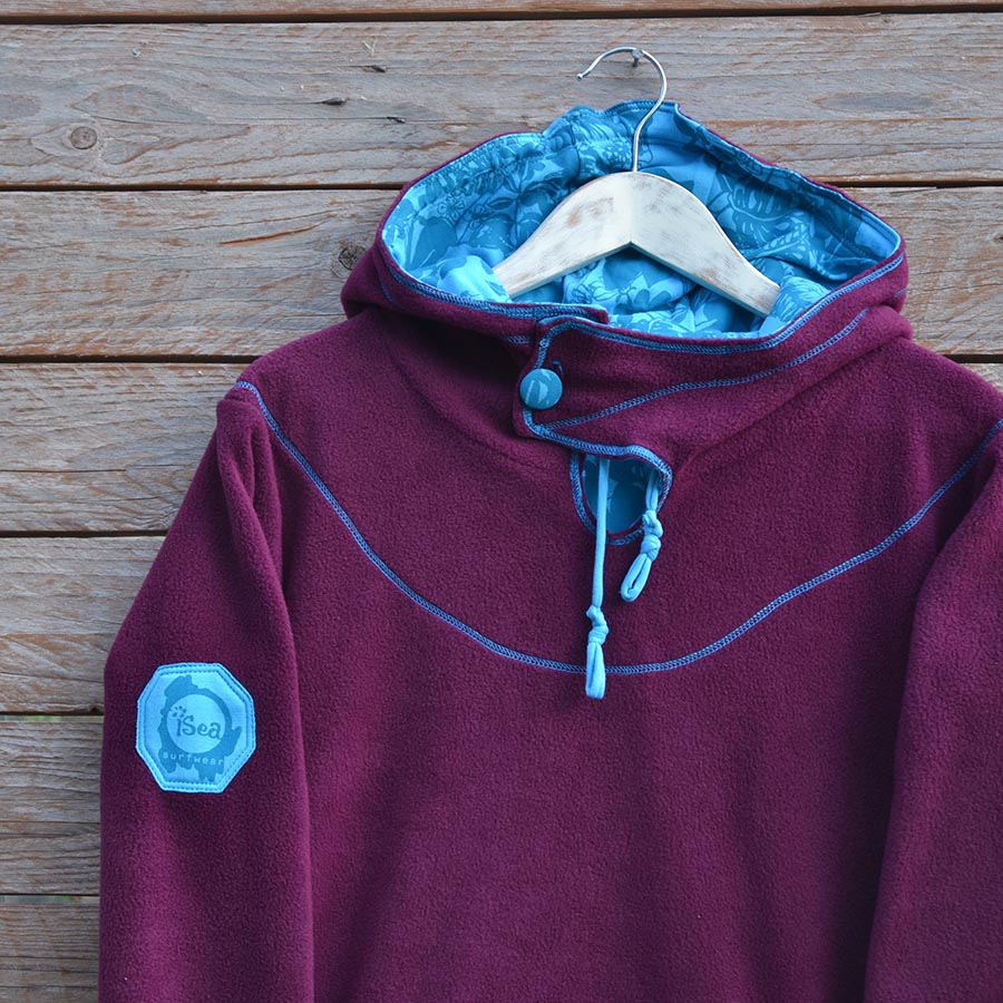 Close up Hoody dress in plum/turquoise - size 14