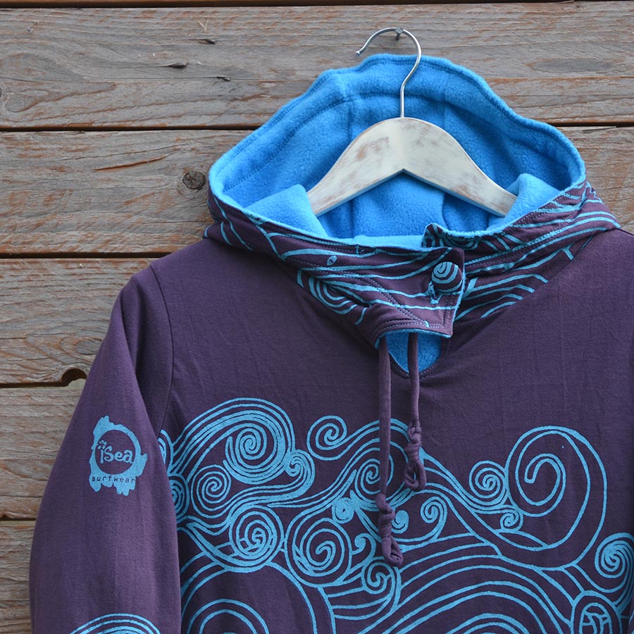 Close up Women's reversible hoody in turquoise/plum - size 8