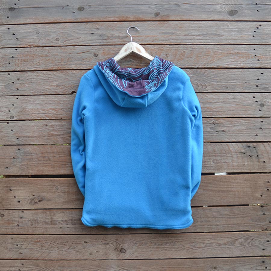 Back fleece Women's reversible hoody in turquoise/plum - size 8