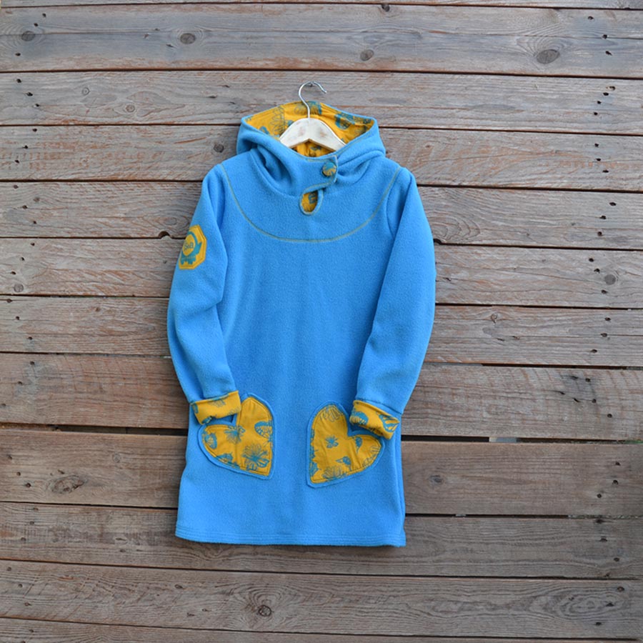Front Hoody dress age 7 turquoise