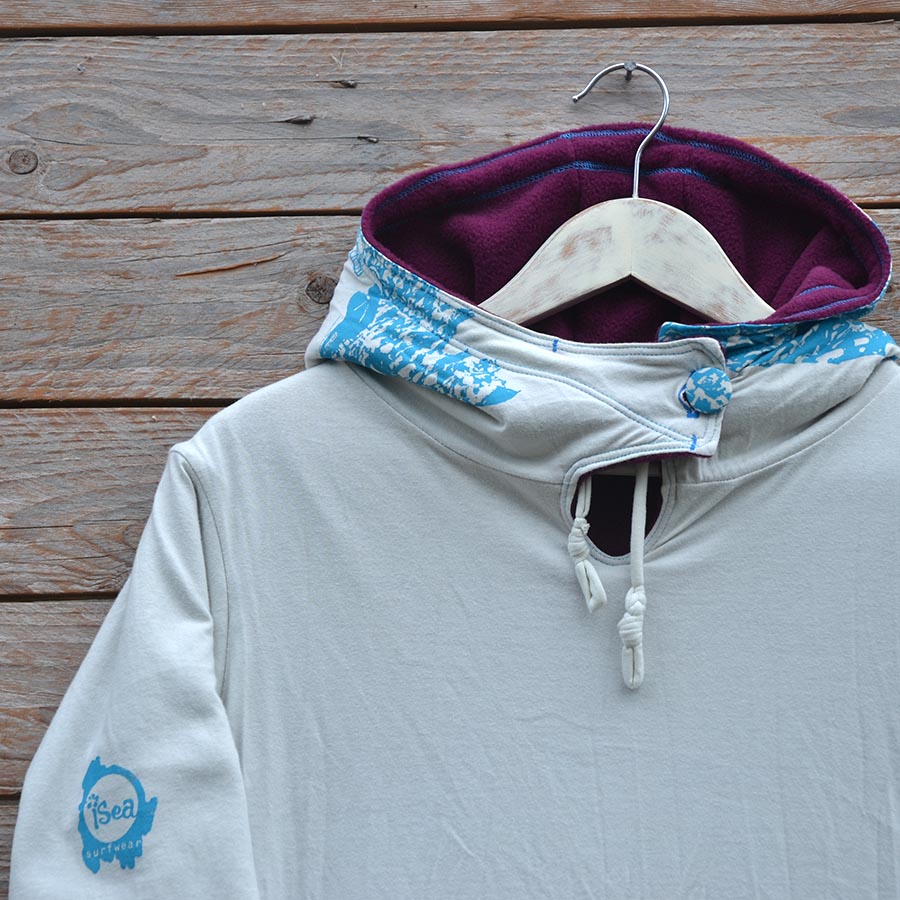 Close up Women's reversible hoody in plum/natural - size 12