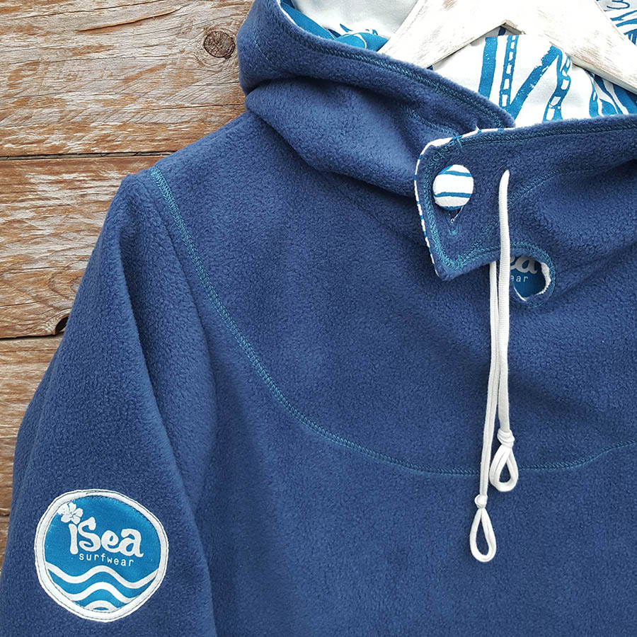 Petrol - natural closeup Hoody dress, petrol/natural