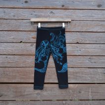Kid's printed leggings in black/teal