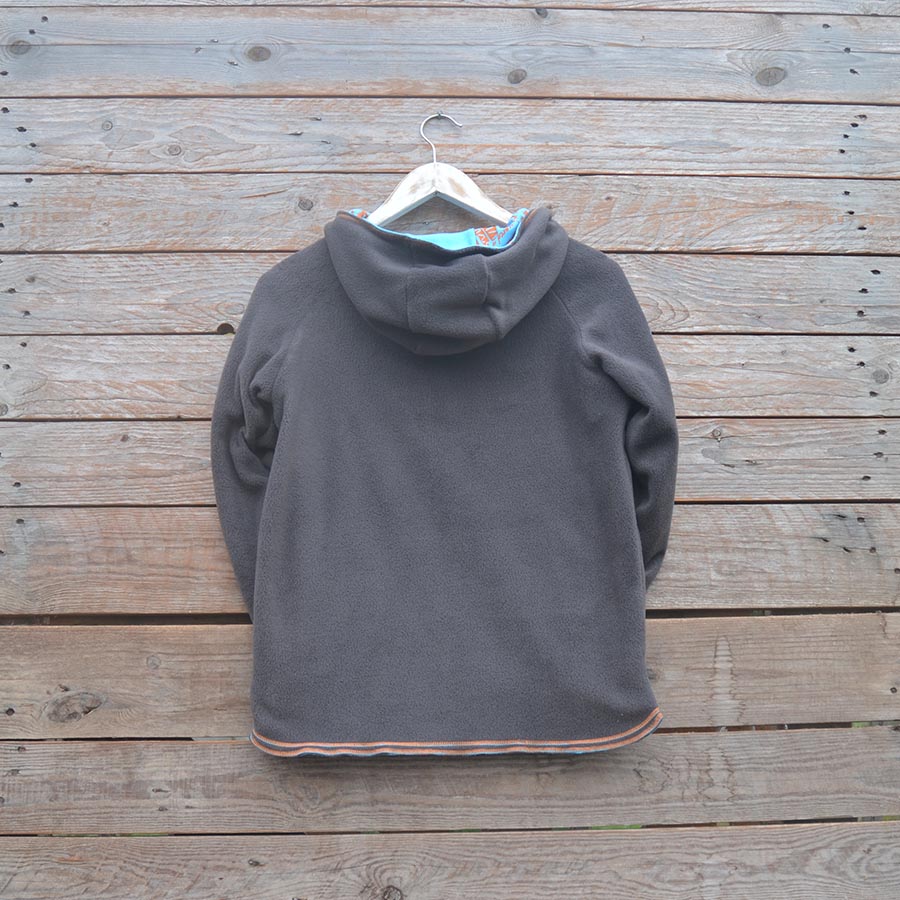 Fleece back Kid's reversible in dark grey/turquoise