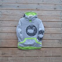 Kid's reversible hoody in lime/marl grey