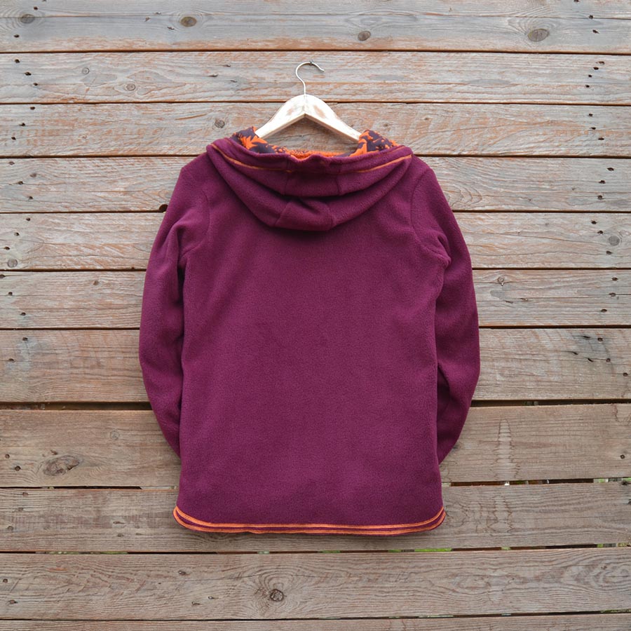 Fleece back Women's reversible in plum/orange