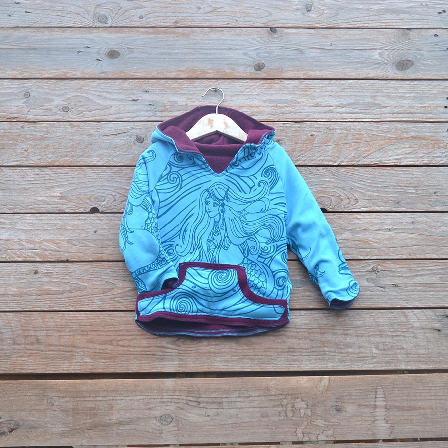Jersey front Kid's reversible in plum/turquoise