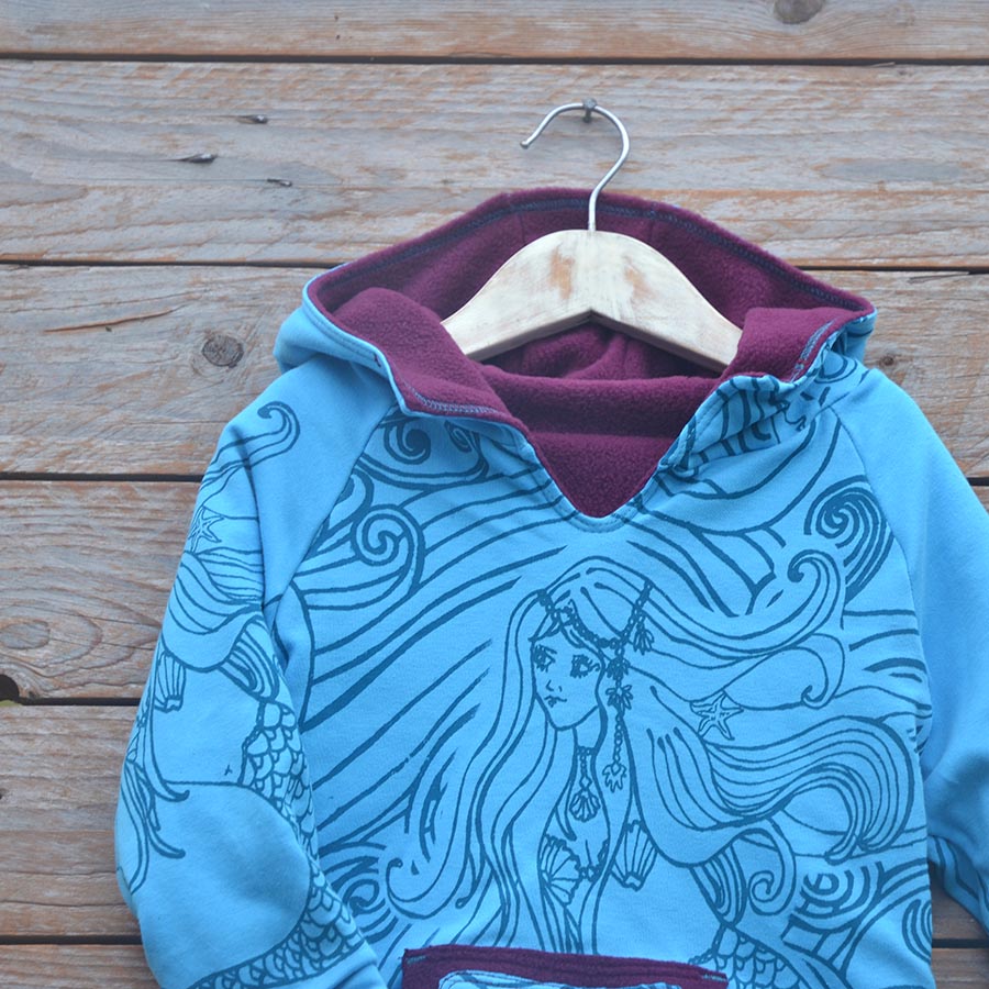 Jersey close up Kid's reversible in plum/turquoise