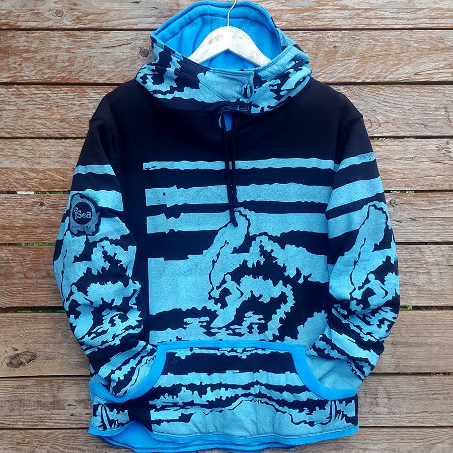Turquoise-black Men's reversible hoody in black/turquoise