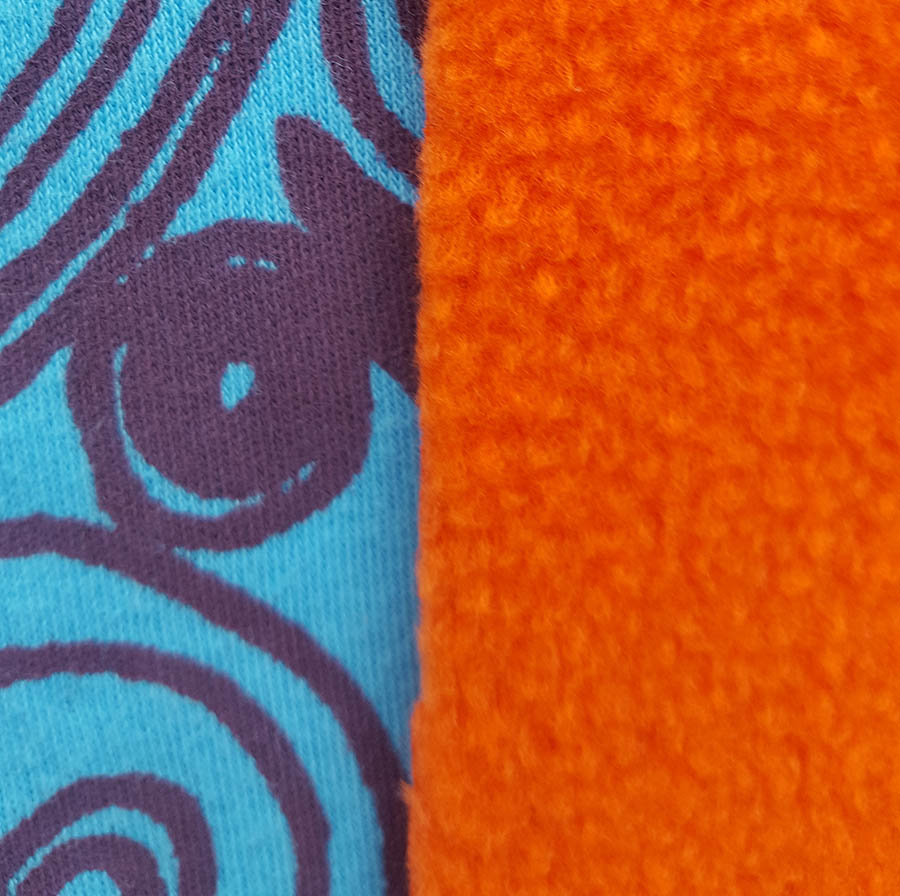 orange-turquoise Women's reversible hoody with orange fleece