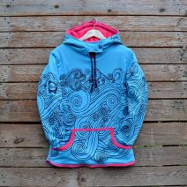 Women's reversible hoody in pink/turquoise
