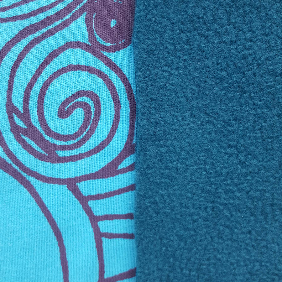 teal/turquoise Women's reversible hoody with teal fleece
