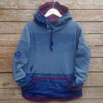 Men's reversible hoody in plum/dark grey
