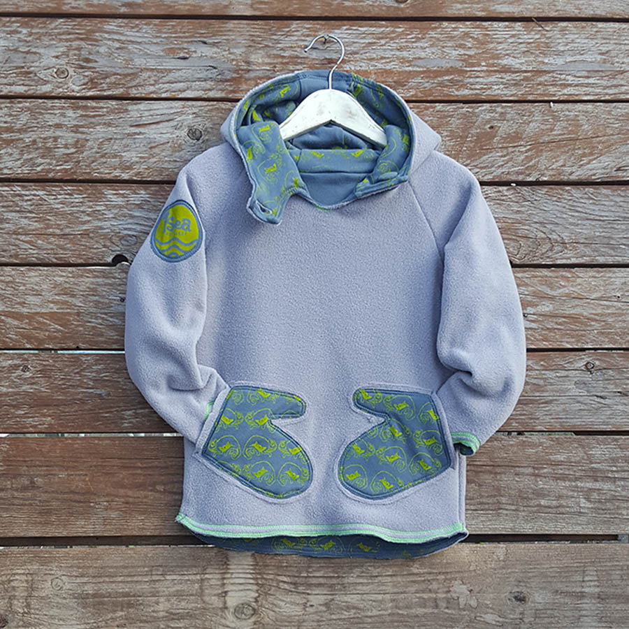 Kid's reversible hoody in light grey /dark grey - Fleece Kid's reversible hoody in light grey /dark grey - fleece