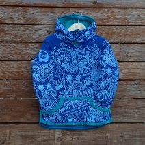 Kid's reversible hoody in jade/royal - front