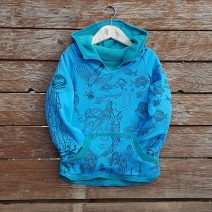Kid's reversible hoody in jade/turquoise - front