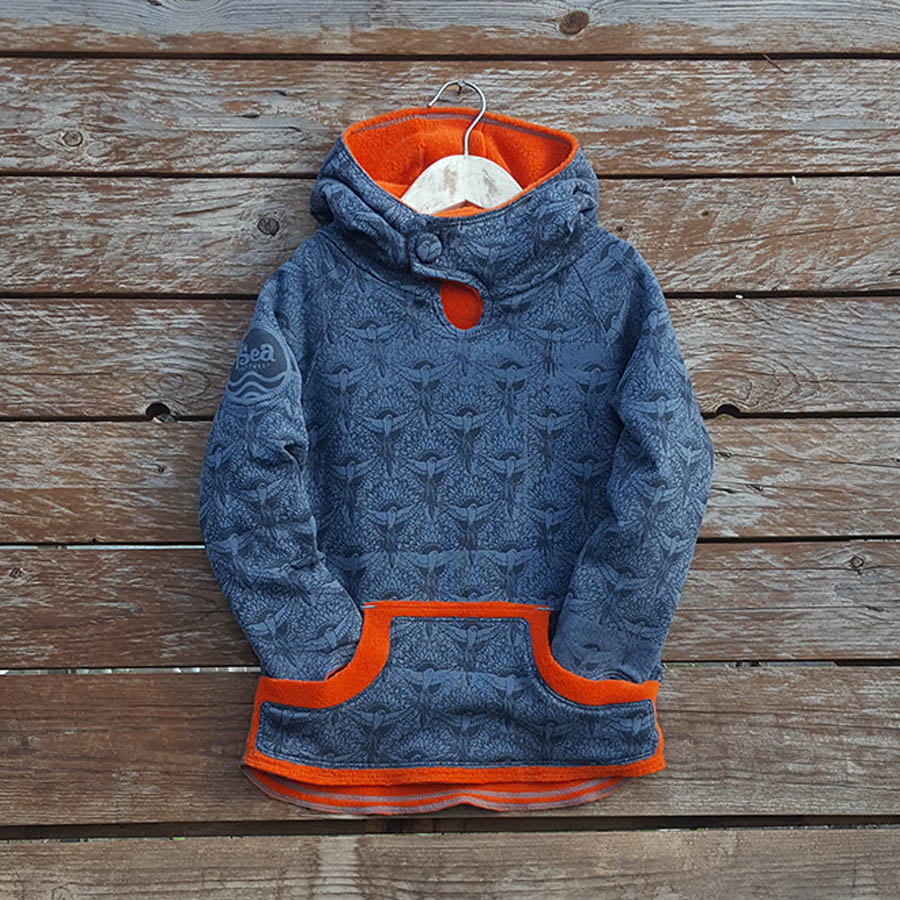 Kid's reversible hoody in orange/dark grey - Front Kid's reversible hoody in orange/dark grey - front