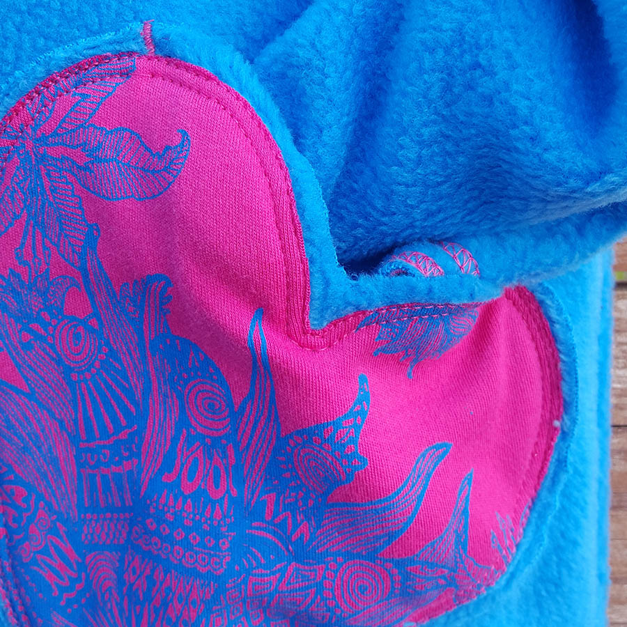 Kid's reversible hoody in turquoise/cerise - Pocket Kid's reversible hoody in turquoise/cerise - pocket