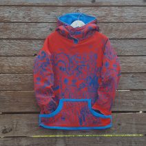 Kid's reversible hoody in turquoise/red - front