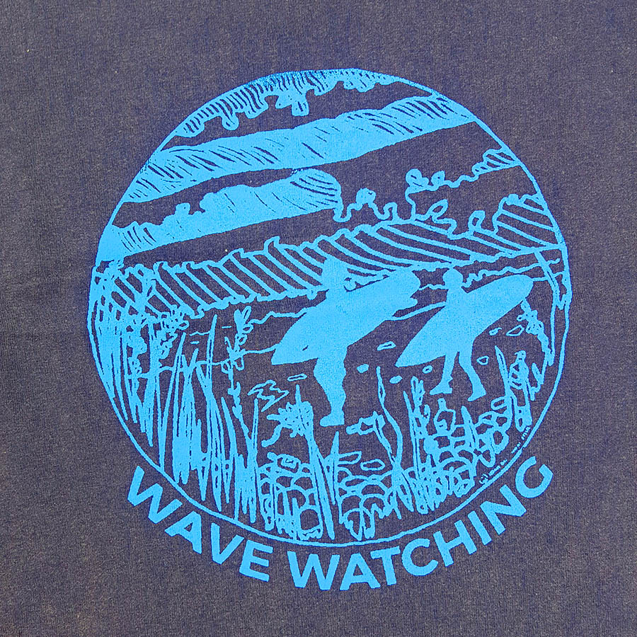 Women's organic t-shirt in navy - wave watching Women's organic t-shirt in navy - wave watching