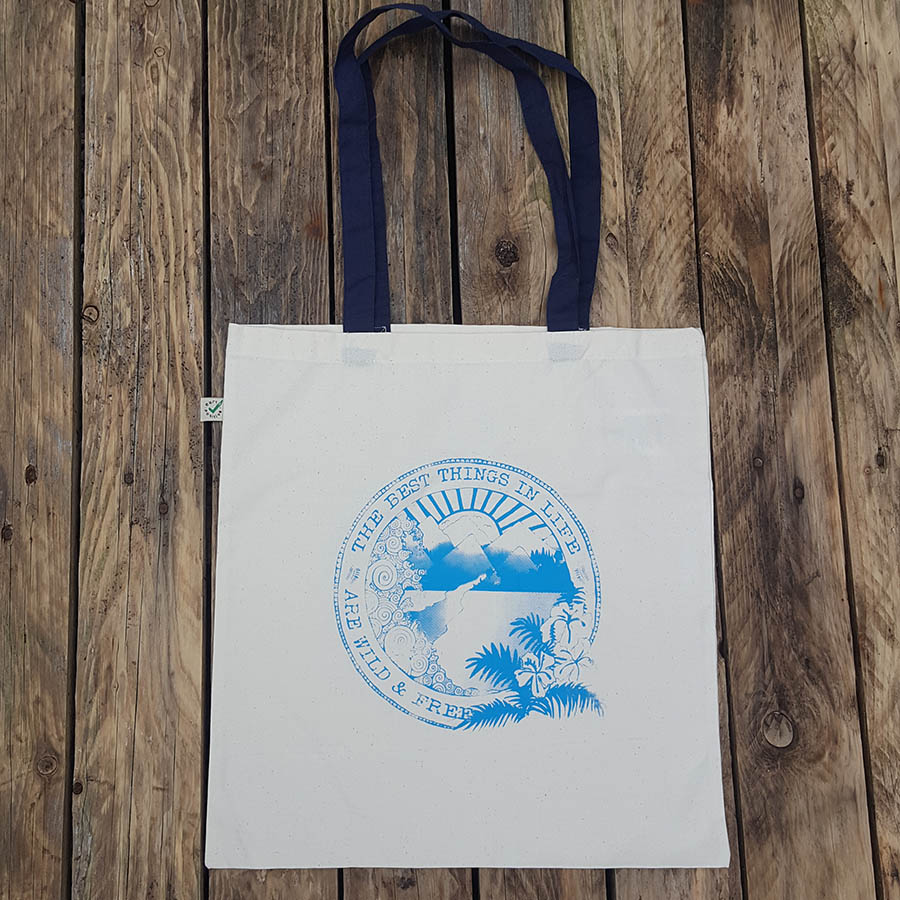 Organic cotton shopper bag with wild and free print Organic cotton shopper bag with wild and free print